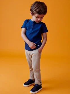 Bleu - Manches courtes  Henleys T-shirt à col rond (3mths-7yrs)