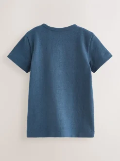 Bleu - Manches courtes  Henleys T-shirt à col rond (3mths-7yrs)