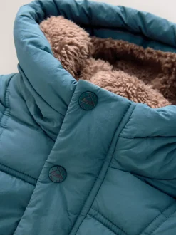 Bleu - Manteau rembourré doublé Borg Résistant à la douche (3mois-7ans)