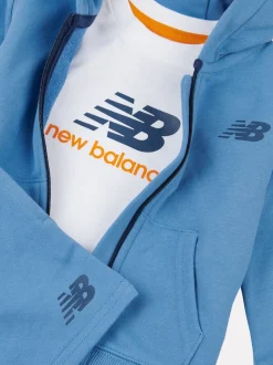 Bleu - New Balance Ensemble t-shirt et short zippé 100% coton pour enfant