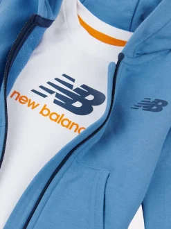 Bleu - New Balance Ensemble t-shirt et short zippé 100% coton pour enfant