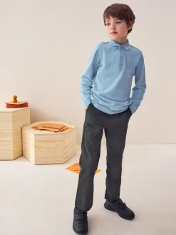 Bleu - Polo à manches longues pour l'école, lot de 2 (3-16ans)