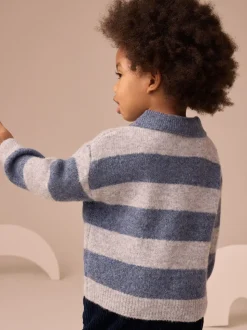 Bleu - Polo de rugby en maille rayée (3mois-7ans)