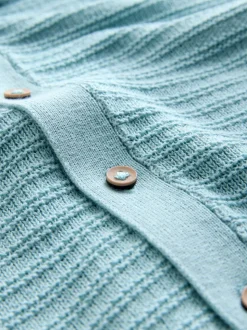 Bleu - Polo en maille à manches courtes et col Revere (3mois7ans)