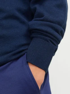 Bleu - Pull JACK & JONES Junior en maille à col zippé