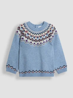 Bleu - Pull JoJo Maman Bébé Fair Isle
