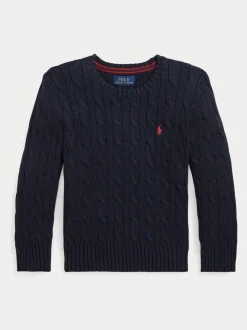 Bleu - Pull Polo Ralph Lauren en maille torsadée