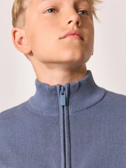 Bleu - Pull quart de zip (3-16ans)