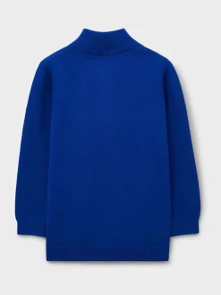 Bleu - Pull semi-zippé en coton classique Crew Clothing