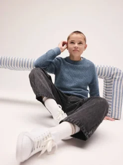 Bleu - Pull utilitaire en maille à col rond (3-16ans)