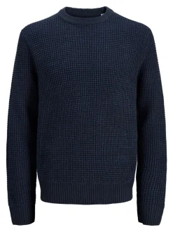Bleu - Pulls JACK & JONES JUNIOR en maille à Col rond