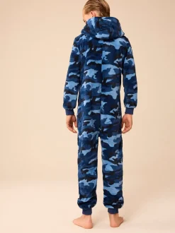 Bleu - Pyjama tout-en-un en polaire (3-16ans)