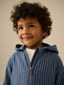 Bleu - Sweat zippé Rayure à capuche (3mois-7ans)