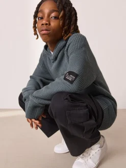 Bleu - Sweat-shirt à capuche en maille utilitaire (3-16ans)