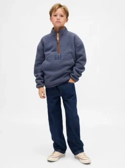 Bleu - Sweat-shirt à enfiler semi-zippé avec Logo Gap Sherpa (4-13ans) (4-13ans)