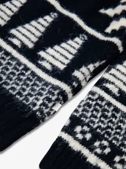 Bleu - The Little Tailor pull de Noël en jacquard bicolore épais pour enfant