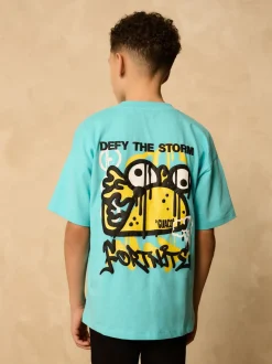 Bleu - T-shirt à manches courtes imprimé Fortnite (4-16ans)