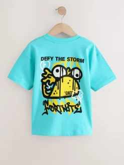 Bleu - T-shirt à manches courtes imprimé Fortnite (4-16ans)