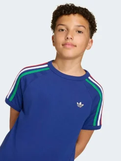 Bleu - T-shirt Adidas Original à 3 rayures