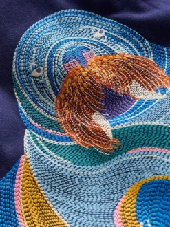 Bleu - T-shirt Boden à manches surpiquées