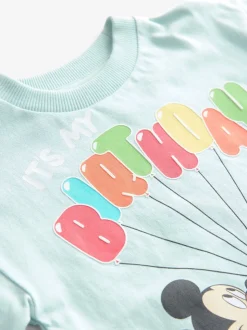 Bleu - T-shirt d’anniversaire à manches courtes Mickey Mouse (12mois8ans)