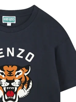 Bleu - T-shirt Kenzo Kids à manches courtes avec logo graphique tigre