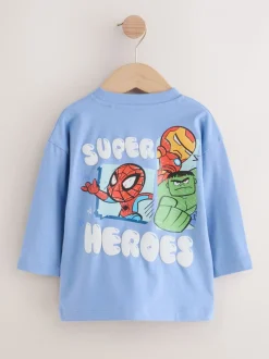 Bleu - T-shirt Marvel à manches longues (6mois-8ans)