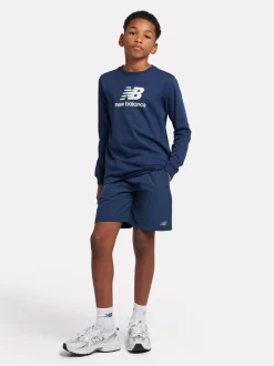 Bleu - T-shirt New Balance New Balance manches longues en jersey à logo empilé pour enfant