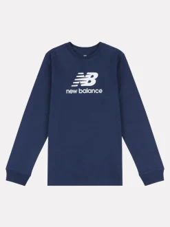 Bleu - T-shirt New Balance New Balance manches longues en jersey à logo empilé pour enfant