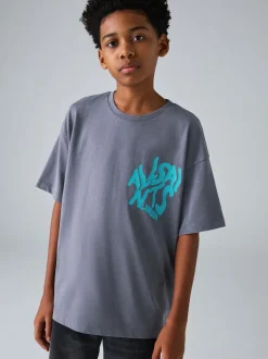 Bleu - T-shirt smALLSAINTS oversize à logo Orlando et Col rond