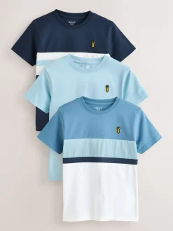 Bleu - T-shirts décontractés color block à manches courtes Lot de 3 (3-16ans) (3-16ans)