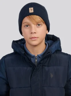 Bleu - U.S. Polo Assn. Bonnet Signature Double Horsemen en maille