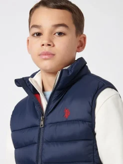 Bleu - U.S. Polo Assn. Gilet matelassé à panneaux pour garçons