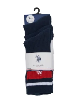 Bleu - U.S. Polo Assn. Lot de 3 Marque Rayure Sports 100% coton