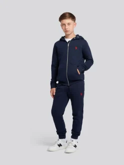 Bleu - U.S. Polo Assn. Sweat-shirt à capuche zippé Double Horsemen