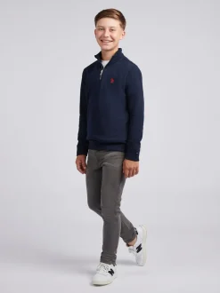 Bleu - U.S. Polo Assn. Sweat-shirt Double Horsemen ¼ zippé