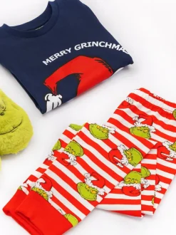 Bleu - Vanilla Underground The Grinch Garçons Manches longues Long Leg 100% Cotton Pyjamas Noël Set