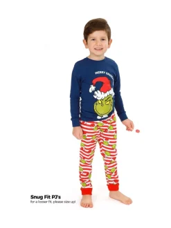 Bleu - Vanilla Underground The Grinch Garçons Manches longues Long Leg 100% Cotton Pyjamas Noël Set