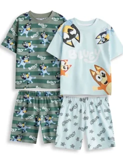 Bleu - Vanilla Underground Bluey GARÇON Multicolore Personnage Multi-Pack de 2 Ensemble de Pyjamas à Manches courtes et Shorts