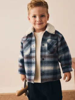 Bleu - Veste-chemise à carreaux doublée de peau de mouton (3mois7ans)