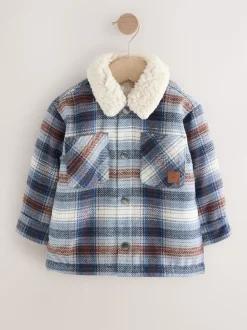 Bleu - Veste-chemise à carreaux doublée de peau de mouton (3mois7ans)