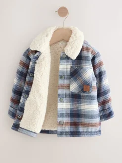 Bleu - Veste-chemise à carreaux doublée de peau de mouton (3mois7ans)