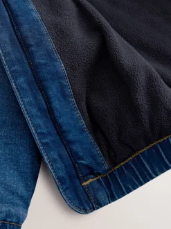 Bleu - Veste-chemise en jean à capuche zippée doublée Borg (3mois -7ans)