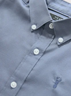 Bleu avio - Manches courtes Coton riche Oxford Chemise (3-16ans)