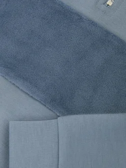 Bleu avio - Reiss Selin Coupe ajustée Half-Zip Col cheminée Velour Sweat-shirt