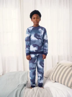 Bleu camouflage Spray - Pyjama simple en laine polaire (3-16yrs)
