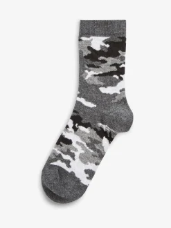 Bleu camouflage/rayures - Paquet de chaussettes en coton riche 7