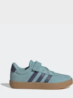 Bleu canard - adidas Vl Cour 3.0 Baskets enfant à crochets et boucles