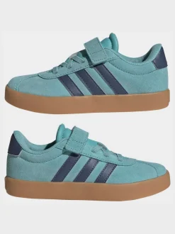 Bleu canard - adidas Vl Cour 3.0 Baskets enfant à crochets et boucles