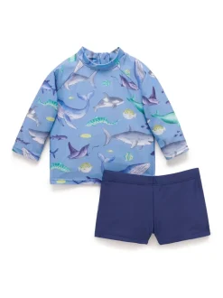 Bleu ciel - Ensemble Purebaby Submarine Rashie à manches longues